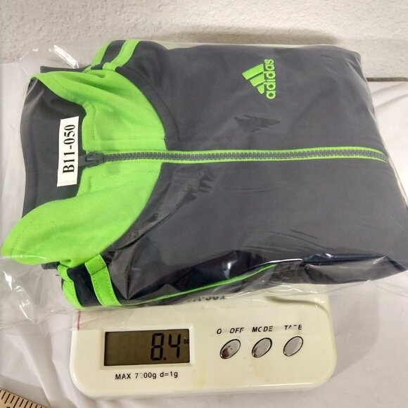 Adidas Boys Spell out Logo On Back Full Zip Jacket Mock Neck Neon Gray Size 4T - Picture 7 of 7